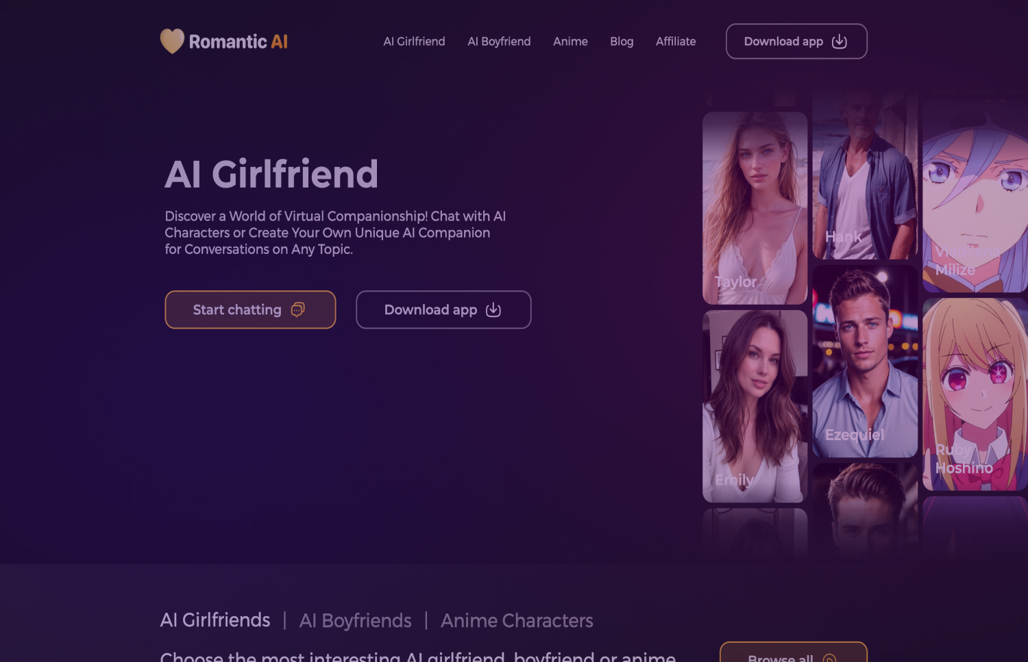 Romantic AI - As melhores aplicações de IA girlfriend para namoradas em 2024