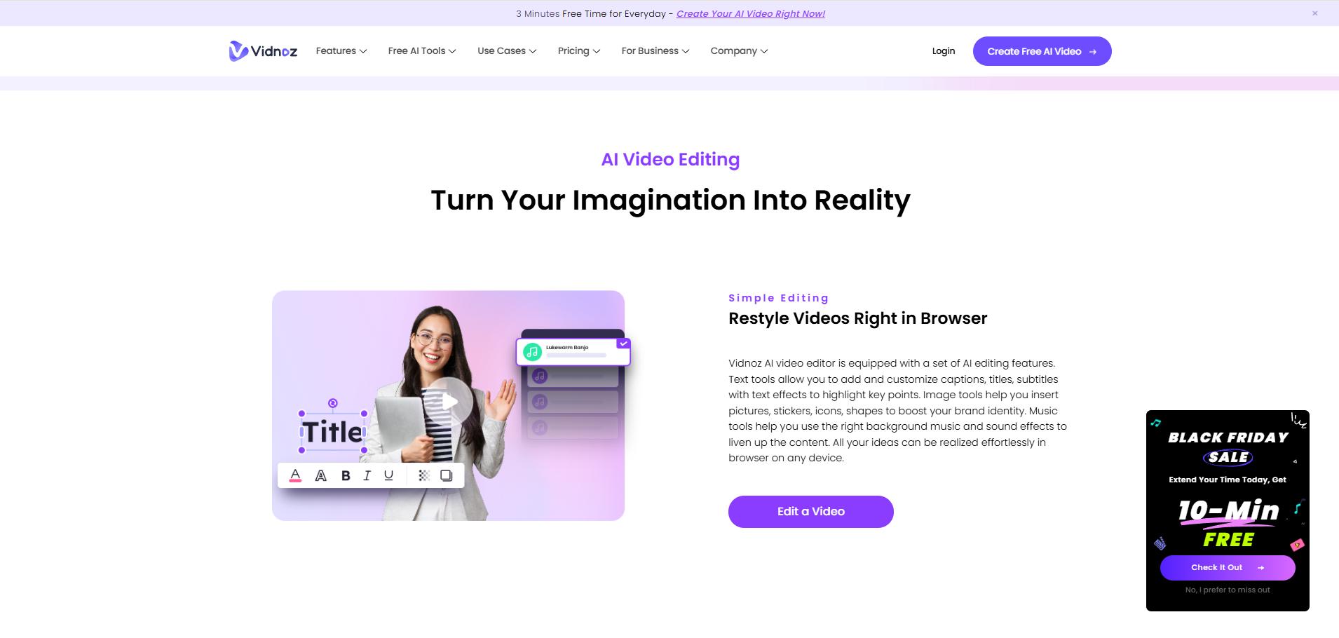 ai driven video editing vidnoz