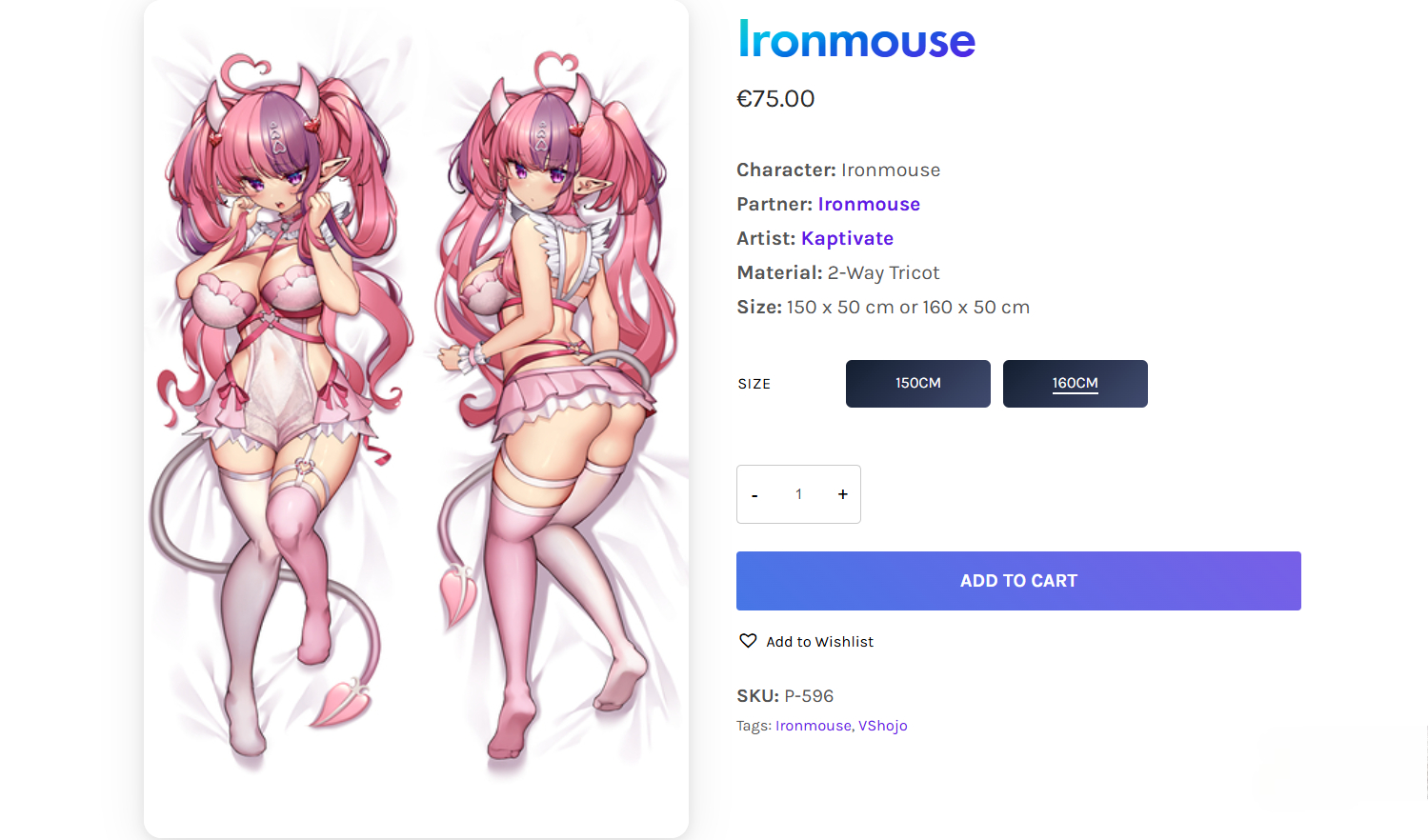 Ironmouse Body Pillow by Cuddly Octopus