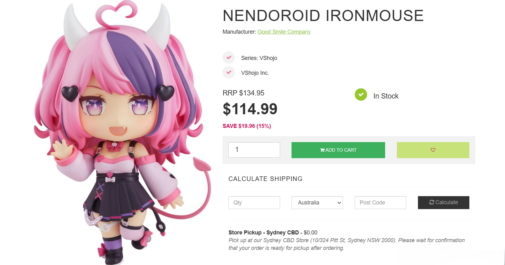 GOOD SMILE COMPANY VShojo: Ironmouse Nendoroid Action Figure