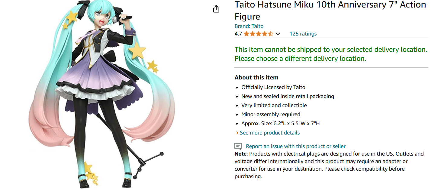 Taito Hatsune Miku 10th Anniversary 7" Action Figure